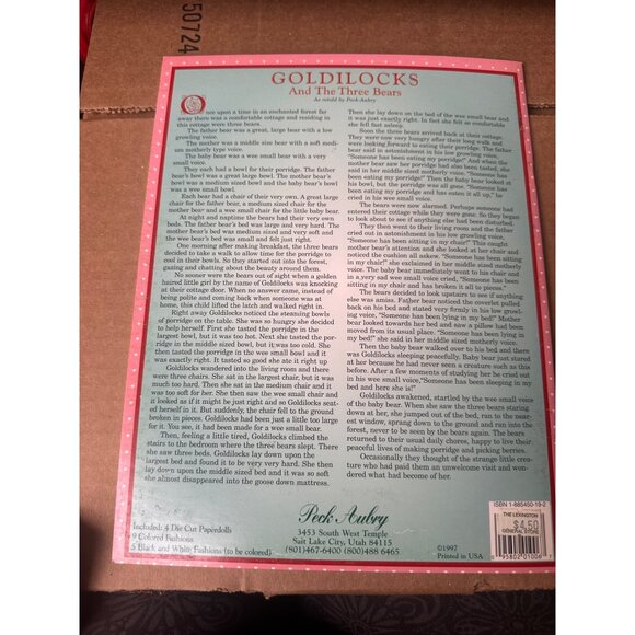 Goldilocks & The Three Bears Paper Dolls Peck Aubry 1997 9 Dolls  Book - Picture 4 of 7